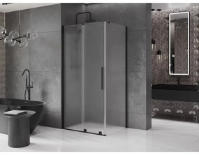Mexen Velar, sprchový kút s posuvnými dverami 140 x 90 cm, 8mm sklo námraza, čierna matná, 871-140-090-31-70