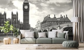 Samolepiaca fototapeta Big Ben v Londýne v čiernobielom - 450x300