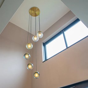 Inteligentné závesné svietidlo mosadzné 7-svetiel Vrátane WiFi ST64 - Pallon