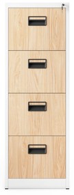 Kovová kartotéka, 4 zásuvky SARA V4, 460 x 1320 x 620 mm, Eco Design: biela/ dub sonoma