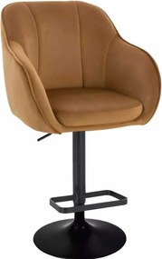 LuxuryForm DESIGN Barová stolička AVOLA VELUR na čiernom tanieri - medová