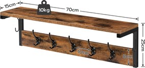 Nástěnný předsíňový věšák Vasagle Selvia černý/hnědý