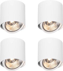 Sada 4 dizajnových bodových svietidiel na povrchovú montáž biela GU10 111 mm - Impact