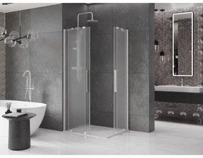 Mexen Velar Duo, sprchový kút s posuvnými dverami 90 x 80 cm, 8mm sklo námraza, brúsená oceľ, 871-090-080-32-97