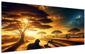 Obraz - Oddychujúce levy (120x50 cm)