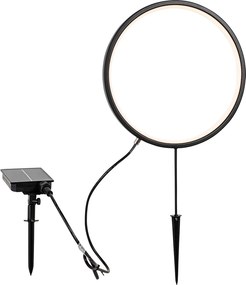 Sada 2 čiernych bodových svetiel 60 cm vrátane nabíjateľného LED a solárneho IP65 - Adalind