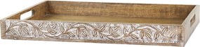 Servírovací podnos z mangového dreva s rezbami Tours - 59*35*5 cm