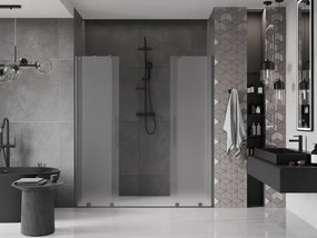Mexen Velar Duo, posuvné sprchové dvere do otvoru 200 cm, 8mm sklo námraza, grafit brúsený, 871-200-000-32-66