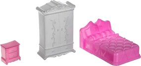 Trojposchodový domček pre bábiky s balkónom – bábika + 22 kusov nábytku