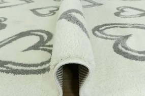 Koberec Slim 6923 Srdcia bielý / sivý