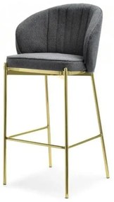 Barová čalúnená stolička ROB grafitová + zlaté nožičky