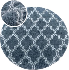 TZ Sivo-modrý okrúhly vzorovaný koberec shaggy Decor Latern Rozmer: 120 cm