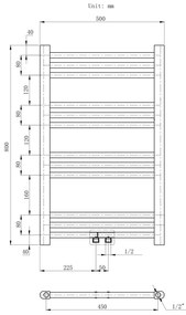 Erga Simple, vykurovacie teleso 800x500 mm, 235 W, čierna, ERG-LAV-SIMP-8050-BK