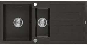 Mexen Andres - granitový drez 100,0x50,0cm, 1,5-komorový, čierna-zlatá, 6515101510-75