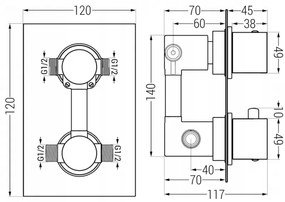 Mexen Cube, podomietková sprchová sada DR02 s dažďovou sprchou 25cm, biela, 77502DR0225-20