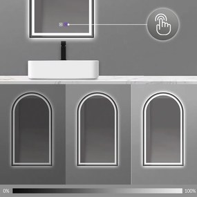 Dotykové zrkadlo s LED osvetlením DASH BLACK 60x100 cm čierne