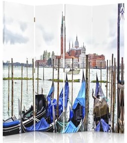 Ozdobný paraván Benátky Itálie - 145x170 cm, štvordielny, klasický paraván
