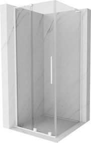 Mexen Velar L, sprchový kút s posuvnými dverami 120 x 120 cm, 8mm číre sklo, biela matná, 871-120-120-03-20