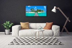 Obraz Canvas Tropická pláž palmy 125x50 cm