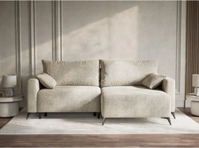 Béžová ženilková rozkladacia/s úložným priestorom rohová pohovka (pravý roh/s leňoškou) Leon – Maison de Rêve