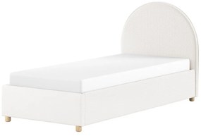 Biela čalúnená jednolôžková posteľ s úložným priestorom s roštom 90x200 cm Moon – Vipack