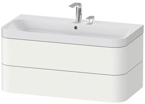 DURAVIT Happy D.2 Plus c-shaped závesná skrinka s nábytkovým umývadlom s dvomi otvormi, 2 zásuvky, 975 x 490 x 480 mm, biela matná lakovaná, HP4348E3636