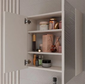 Závesná kúpeľňová skrinka so zrkadlom POLA 2DL kašmírová