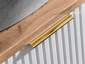 Závěsná skříňka pod umyvadlo Casad s deskou a košem na prádlo 100 cm bílá/dub wotan