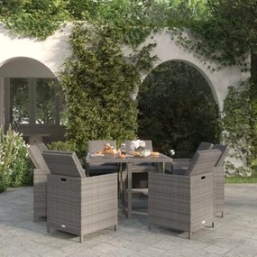 vidaXL 9-dielna záhradná jedálenská súprava so sedákmi polyratan sivá-