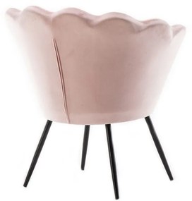 LuxuryForm DESIGN Kreslo FREY VELUR s čiernymi nohami - ružové