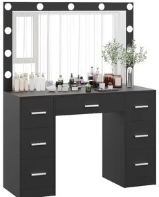 Toaletný stolík Hollywood STAR čierny s LED osvetlením