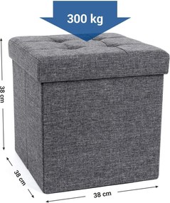 Taburetka 40 L, skladací úložný box, nosnosť 300 kg, 38 x 38 x 38 cm, tmavosivá