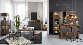 Vysoká vitrína Prime, vintage optika dreva