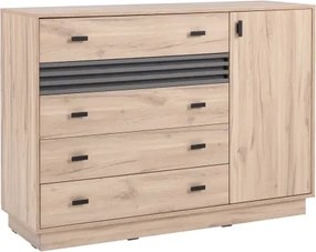 Komoda so šuplíkmi Almo, 135 cm, dub estana/antracit%