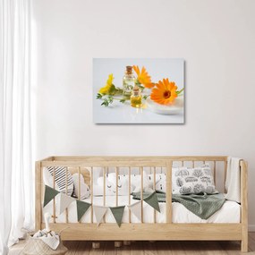 Sklenený obraz oranžových kvetín (70x50 cm)