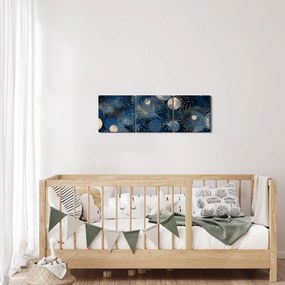Obraz - Modro-zlaté krúžky (s hodinami) (90x30 cm)