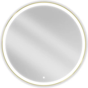 Mexen Esso, okrúhle LED podsvietené kúpeľňové zrkadlo 100 cm, 6000K, vykurovacia podložka proti zahmlievaniu, zlatý rám, 9825-100-100-611-50