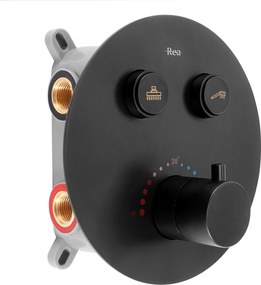 Rea Lungo, podomietková termostatická sprchová sada + BOX, čierna matná, REA-P8549