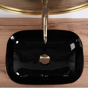 REA-U8780 - Umývadlo na dosku BELINDA 33x46,5 cm keramika/čierna/zlatá