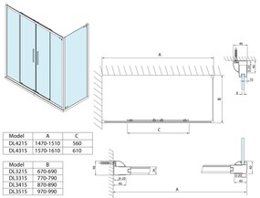 Polysan Polysan, LUCIS LINE sprchová bočná stena 900mm, číre sklo, DL3415