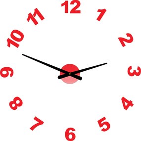 Nástenné hodiny nalepovacie čísla - OPTIC: Čierna Ral 9005 Čierne ručičky 80 cm 3756-36241 12P047 2D PLEXI HEU-