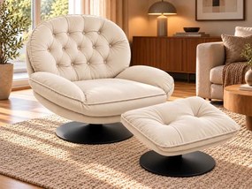 LuxuryForm DESIGN Otočné kreslo LUNA s podnožkou - krémové