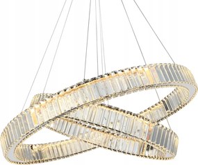 Chrómová veľká reprezentatívna lampa Spark Pendant, dva Led kruhy, obývacia stena