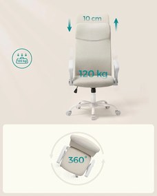 Kancelárska stolička, ergonomická otočná stolička, capuccino béžová farba