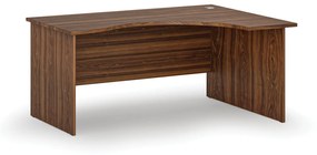 Ergonomický kancelársky pracovný stôl PRIMO WOOD, 1600 x 1200 mm, pravý, orech