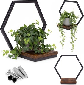 Nástěnný stojan na květiny MELODY 30,5x35 cm hnědý/černý