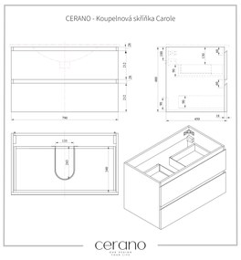 CERANO - Kúpeľňová skrinka Carole s doskou pod umývadlo - prírodná - 80x49,8x46 cm
