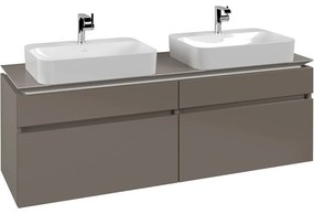 VILLEROY &amp; BOCH Legato závesná skrinka pod dve umývadlá na dosku, 4 zásuvky, 1600 x 500 x 550 mm, Truffle Grey, B76800VG
