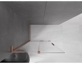 Mexen Velar L, posuvná sprchová zástena Walk-in 90 x 200 cm, 8mm číre sklo, medená matná, 871-090-003-03-65