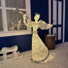 DECOLED Svetelný anjel 122 cm, IP44, teplá biela